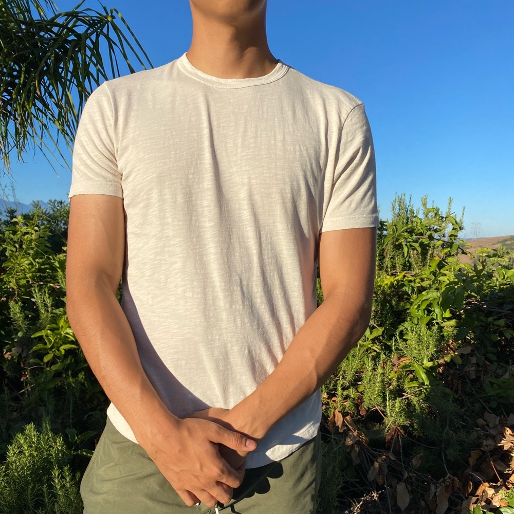 5 Buck Mason Wht Sand Venice Wash Slub Curved TShirt